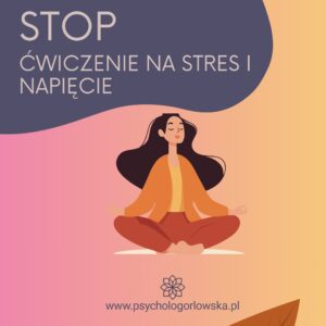 Ćwiczenie STOP na stres i napięcie. Rysunek kobiety